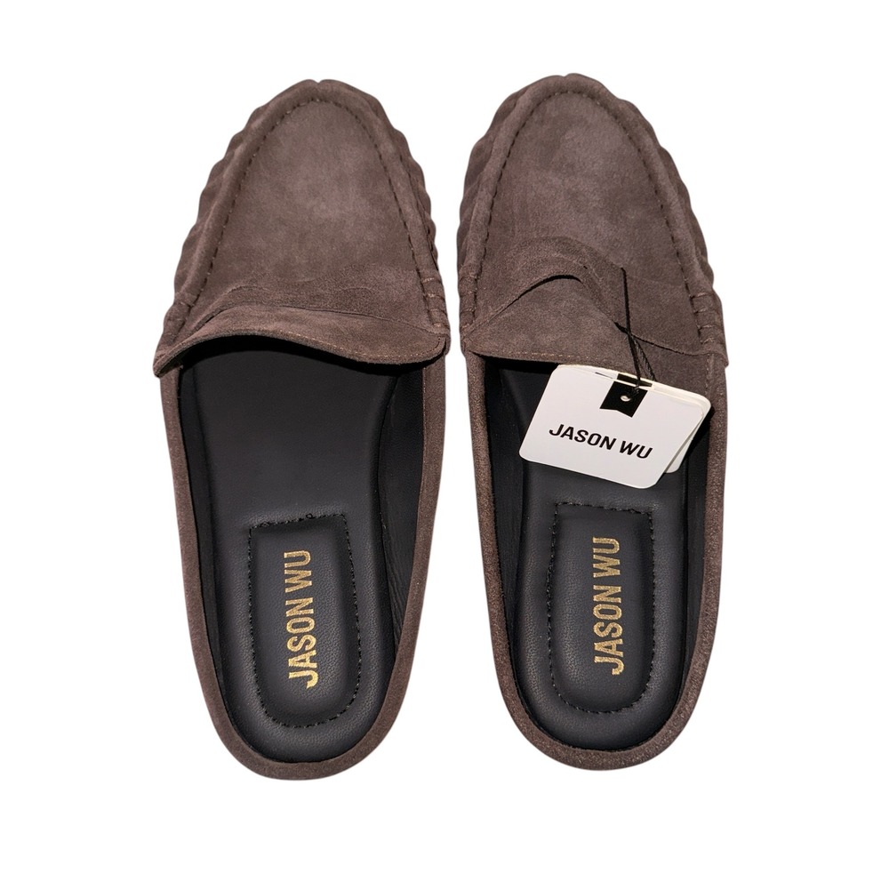 NEW Jason Wu Meeky Mule Loafer Mens 9.5 Suede Mule Brown Backless Penny Slip-On